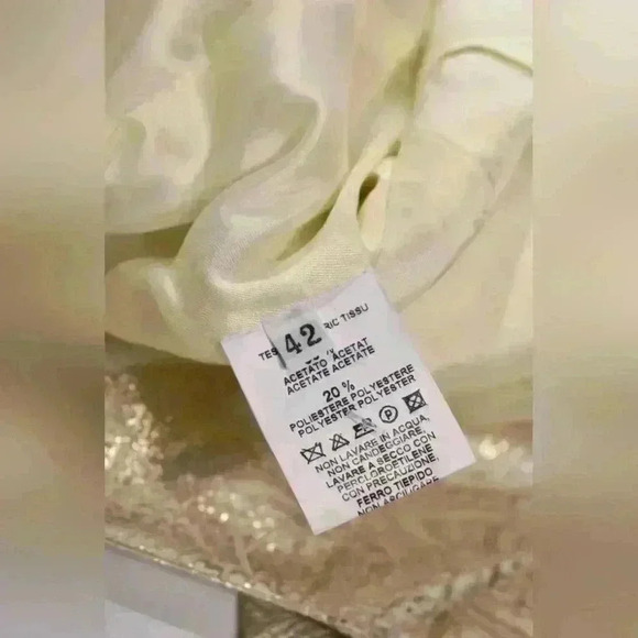 Luxe ANTONIO BERARDI  Gold Ivory Sparkle NYE Jacquard Foil Jacket 42EU 4US Italy - Picture 11 of 11